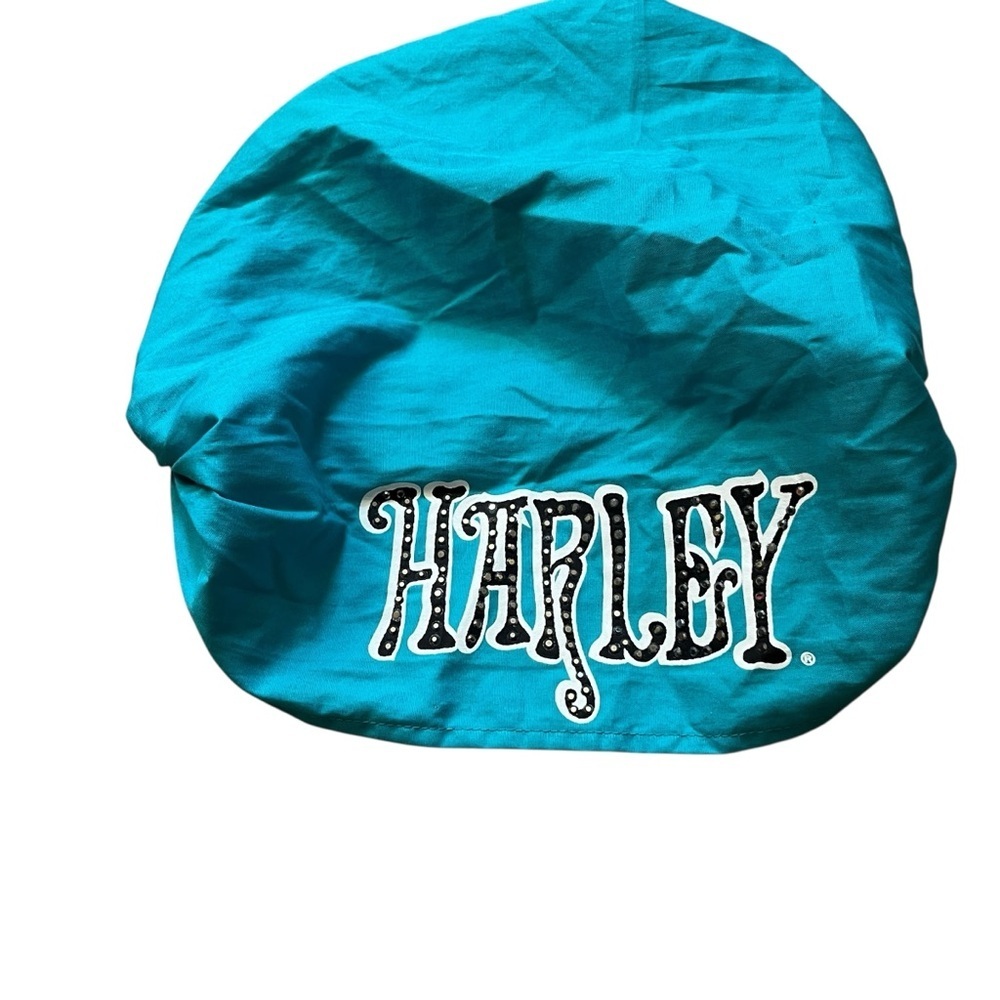 Harley-Davidson Teal Cotton Headwrap Bandana – Rhinestone Logo – One Size